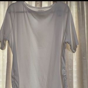Lane Bryant White Ribbed Boatneck T-shirt with Side Ruching Size 18/20 NWT
